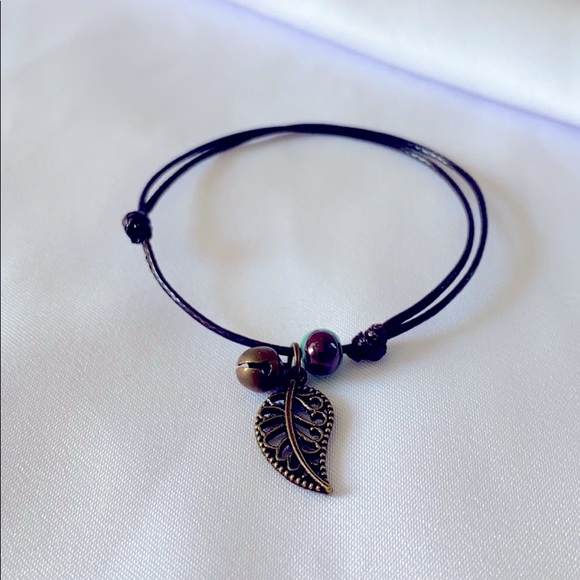 Ceramic Bead Charm Leaf Bracelet BOHO Bolo - Picture 5 of 6